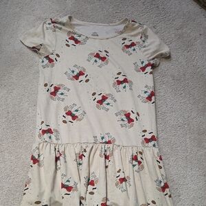 Wonder Nation Cream Dress with Reindeer Design